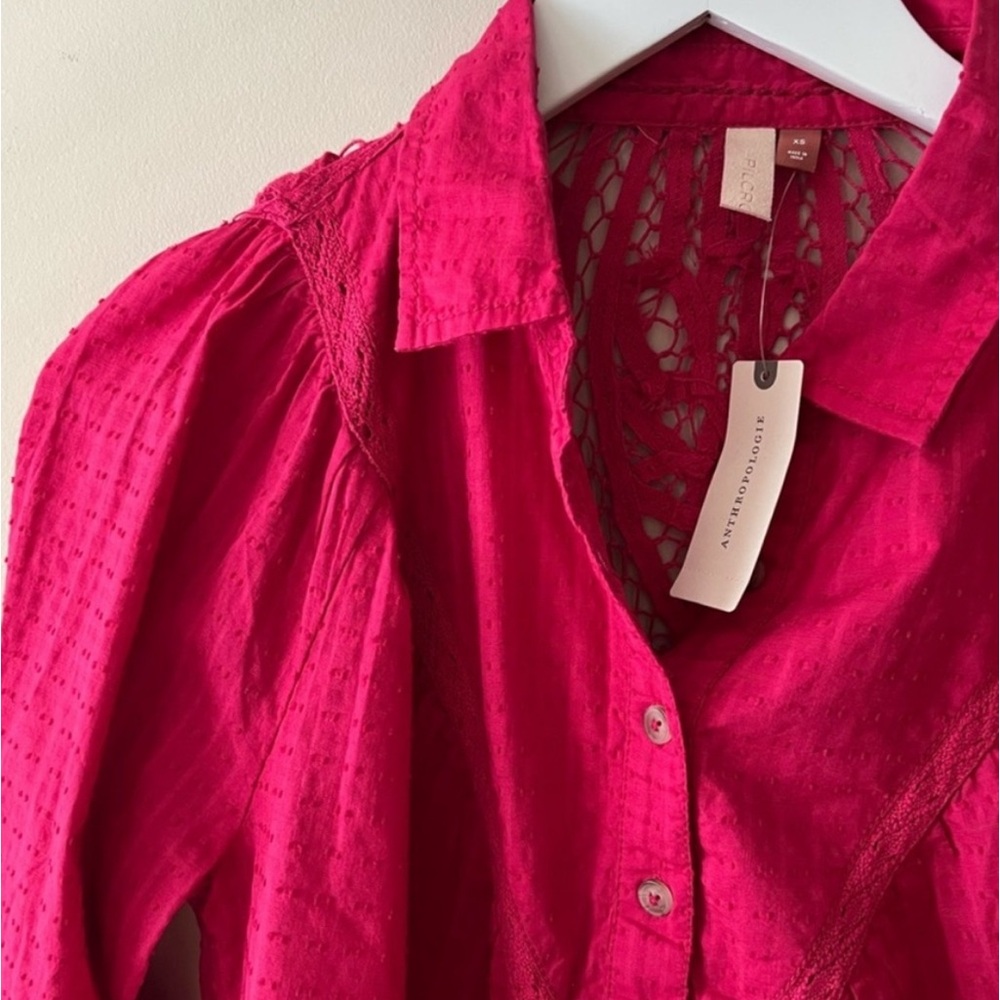 NWT Anthropologie Pilcro Lace Back Button Up Top Sz XS - Picture 9 of 15